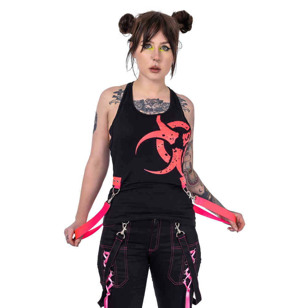 Poizen Industries - DANGER ZONE Mouwloze top - Zwart/Roze